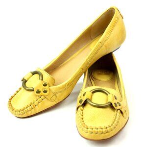 Frye Ruby Ring Yellow Leather Loafers Moccasins Slides Shoes Slip Ons 8 Casual